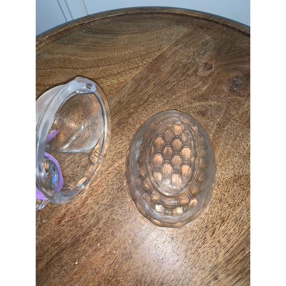 Vintage Lilac Glass Bunny Basket‎ Weave Trinket Dish by LE SMITH - Picture 3 of 6